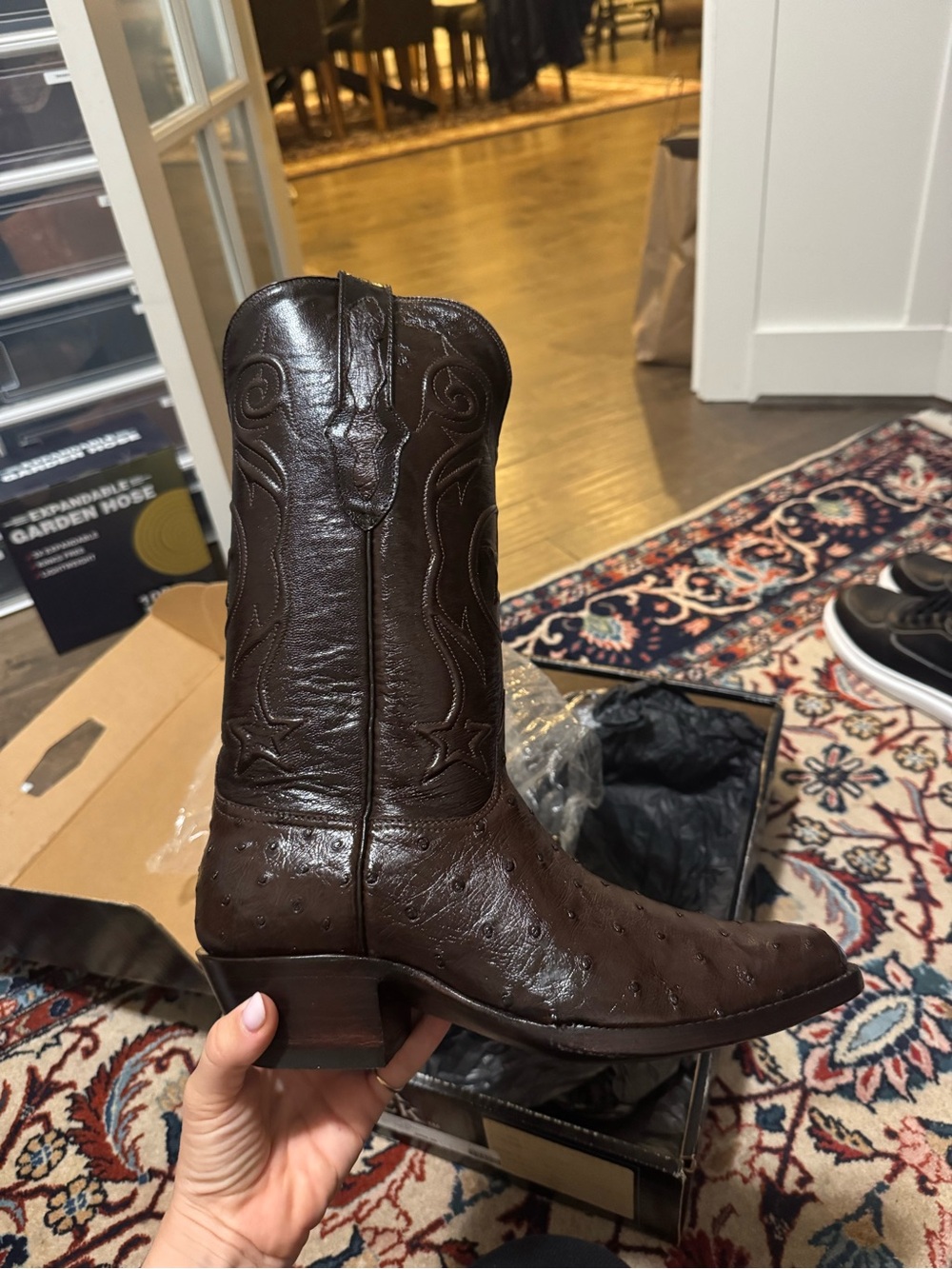 Black Jack Brown Western Cowboy Ostrich Boots